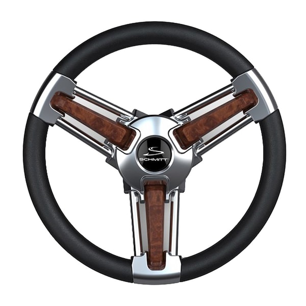 Schmitt Marine Burano Wheel 14in 3/4in Tapered Shaft Burl Polyurethane w/Stainless Spoket PU105111-04R - main